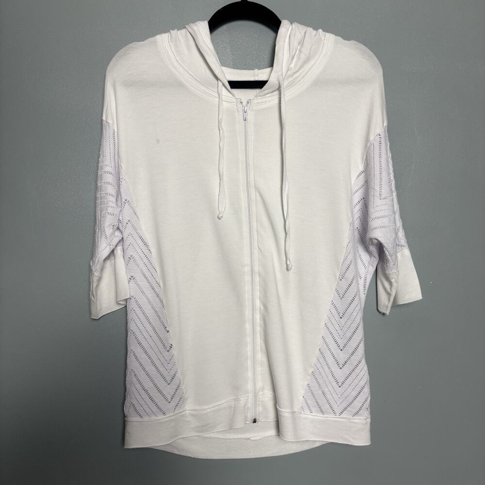 Pink Lotus Women’s Oversized Shirt Hoody Lace White Medium Made In USA